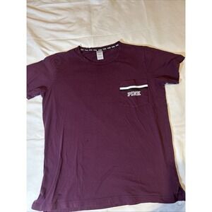 VICTORIAS SECRET PINK Campus Double Sided Pocket Scoop Neck Tee Womens Large (L)